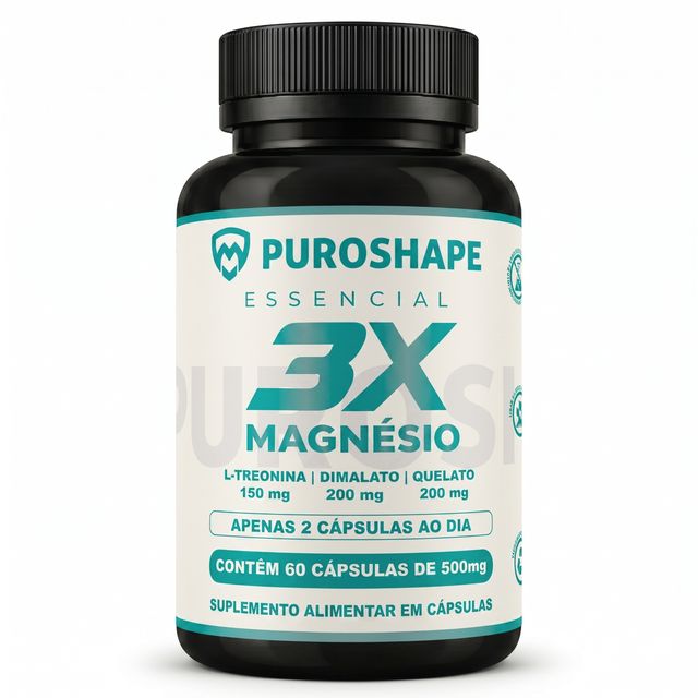 PUROSHAPE 3X Magnesio — 60 cápsulas, L-Treonato + Dimalato + Quelato