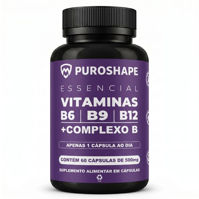 PUROSHAPE Vitaminas B6 B9 B12 + Complejo B, 60 cápsulas